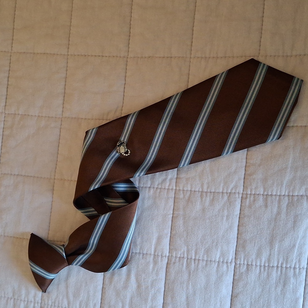Brown and Blue Striped Men's Tie